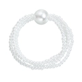 Three-layer small pearl bracelet featuring a large central white pearl accent - Multi-wrap Bracelet (ZW2352) / White Pearl Bracelet (ZW2352)