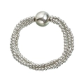 Three-layer silver beaded necklace with large polished spherical charm in metallic finish - Three-layer Beaded Bracelet (ZW2354) / Silver Metal Ball Bracelet (ZW2354)