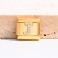 Maillon de bracelet italien doré avec lettre J ornée de cristaux scintillants - Lettre J (MK-3043)