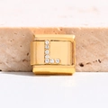Maillon de bracelet italien doré orné d'une lettre L sertie de zircons brillants - Lettre L (MK-3045)