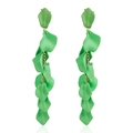 Orecchini bohémien lunghi con pendenti a foglia verde e catena in metallo dorato - Verde