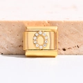 Maillon italien en finition dorée avec lettre O en strass pour bracelet DIY - Lettre O (MK-3048)