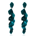 Eleganti orecchini lunghi a petalo in blu lago profondo con finitura satinata opaca da donna - Verde malachite