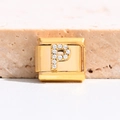 Maillon de charme italien doré avec lettre P sertie de cristaux pavés pour bracelet - Lettre P (MK-3049)