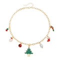 Weihnachtskette mit Weihnachtsmann, Baum, Glocke und Perlen auf Goldkette für Feste - Halskette (ZW2943)