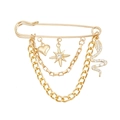 Broche dorado con colgantes de corazón estrella y serpiente con diamantes - Estilo Estrella Corazón Serpiente (ZW2887)