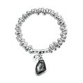 Silbernes Perlenarmband mit grauem facettiertem Edelsteinanhänger auf weißem Hintergrund - Vintage Unregelmäßiges Silberperlen Armband mit dunkelgrauem Edelstein (ZW2291   合金款)
