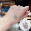Elegante Hirschgeweih-Halskette mit tanzendem Stein-Anhänger aus poliertem Titanstahl - Silber