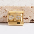 Italian charm link in gold with crystal encrusted sunglasses design for modular bracelets - Fashion Sunglasses Rhinestone Style (MK-1550)