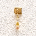 Italienisches Modul-Charm in Gold-Optik mit drei farbigen dreieckigen Edelsteinen - Dreifarbiger Gelber Champagner Dreieck (MKDZ-831)