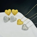 Luxuriöses Schmuckset mit herzförmigen Anhängern und Ohrringen in Gold und Silberoptik - Herz Halskette 029 Nur / Gold