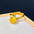 Bague cœur 18k dorée avec pendentif et zircon brillant, anneau ouvert réglable - Bague Ouverte (6205) / Pendentif cœur / Or