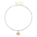 Détails du collier de perles en pierres bleu clair et pendentif lotus orné de cristaux - ZW1132 Style 2 / Collier (Blanc)