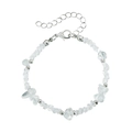 Detail view of irregular clear stone beaded bracelet with adjustable silver extension chain - Crushed Stone Beaded Bracelet (ZW1326)