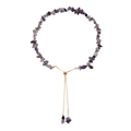 Verstelbare paarse onregelmatige amethist kralenketting met gouden metalen ketting - Ketting / Paars/Goud