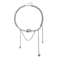 Fashion geometric silver cylinder beaded necklace with irregular metal fringe pendant - Steel