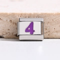 Italiaanse armband link van roestvrij staal met paars cijfer 4 voor DIY-sieraden - Paars Cijfer 4