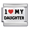 Italian Charm Link in stainless steel with I Love My Daughter red heart engraving - I Love My Daughter (MK-2920)