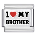 Italian Charm Link with I Love My Brother design in polished stainless steel for DIY bracelets - I Love My Brother (MK-2919)
