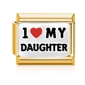 Gold-plated Italian charm with 'I ❤️ MY DAUGHTER' design on high-quality stainless steel - Daughter Style (MK-3190)