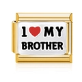 Italiaanse bedelarmband schakel van goud roestvrij staal met I Love My Brother tekst - Broer Stijl (MK-3189)