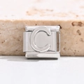 Italienisches Modul-Armband-Element aus Edelstahl mit geprägtem Buchstaben C - Buchstabe C