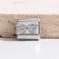 Italienischer Modul-Charm aus Edelstahl mit funkelndem Strass-Sonnenbrillen-Design - Pave Sonnenbrille Stil (MK-3146)