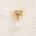 Golden square charm with teardrop zircon and round pearl drop for modular DIY necklaces - Transparent Teardrop Gemstone (MKDZ-944)