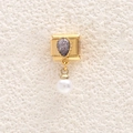 Italian style charm with purple pear-shaped crystal and white pearl drop on gold base - Pale Purple Pear Gemstone (MKDZ-943)