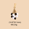 Detail of stainless steel heart pendant with black and white beads and size measurements - Black and White Berry Bunch Style (DHS-6776)