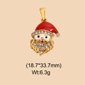 Close-up of Santa Claus pendant with red enamel and sparkling white rhinestones - Rhinestone Santa Profile Style (DHS-6780)