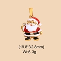 Detail of Santa Claus gold charm with red enamel, zircons and 19.8x32.8mm dimensions - Inlaid Full Body Santa Style (DHS-6781)