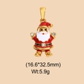 Detail view of Santa Claus pendant in gold stainless steel with red and white enamel - Rhinestone Santa Head Style (DHS-6782)