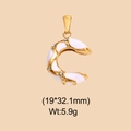 Detail of Letter C pendant with white enamel and rhinestones measuring 19 by 32 mm - White Rhinestone Letter C Style (DHS-6786)