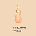 Detail of a gold trapezoid pendant with pink enamel and pearl, size 14.4x39.7mm - Orange Pink Trapezoid Pearl Style (DHS-6787)
