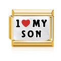 Italiaanse bedelarmband schakel in goud roestvrij staal met I Love My Son hart design - Zoon Stijl (MK-3188)