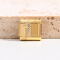 Italienischer Gold-Armbandanhänger mit Nummer 1 und eingelegten Kristall-Strasssteinen - Stil Nummer 1 (MK-B-1051)