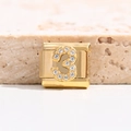 Italienischer Armband-Link mit goldener Nummer 3 und weißen Zirkonia-Steinen - Stil Nummer 3 (MK-B-1053)