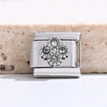 Charm modulare italiano con cinque strass scintillanti disposti in forma geometrica - Stile Geometrico in Strass Chiaro (MK-3120)