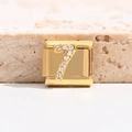 Italian modular charm bracelet link featuring a gold number 7 with sparkling crystals - Style Number 7 (MK-B-1057)