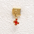 Detail of gold stainless steel Italian charm featuring a cute red crab pendant dangle - Red Crab Style (GMKDZ-696)
