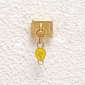 Detailed view of golden Italian charm link with creative yellow light bulb pendant - Light Bulb Style (GMKDZ-698)