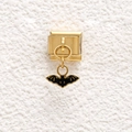Italian charm link with a golden stainless steel finish and a black enamel bat pendant - Bat Style (GMKDZ-699)