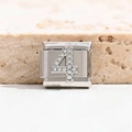Italian style silver charm link with shimmering crystal encrusted number 4 for DIY bracelet - Number 4 (MK-B-1064)