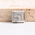 Italian charm link featuring a sparkling silver number 5 with zircon pavé setting - Number 5 (MK-B-1065)