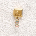 Gold Italian charm with a coffee cup pendant and colorful enamel bean details - Coffee Cup Style (GMKDZ-706)