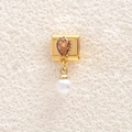 Golden modular charm with brown pear-shaped crystal and white pearl drop detail - Brown Pear Gemstone (MKDZ-939)