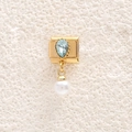 Modular stainless steel charm with light blue teardrop gem and pearl hanging detail - Light Blue Teardrop Gemstone (MKDZ-941)