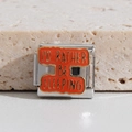 Italian modular stainless steel charm link with orange enamel and sleeping text - I'd Rather Be Sleeping (MK-1503)