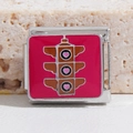 Italian modular charm in stainless steel featuring pink heart traffic light on red base - Heart Traffic Light Style (MK-1399)